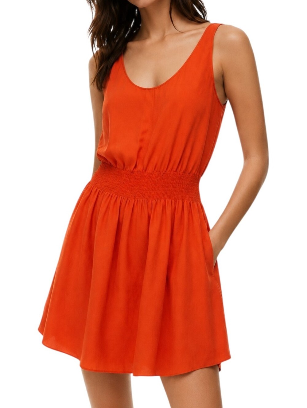 Aritzia Babaton Blythe Silk Mini Dress Women Small Orange Embroidered